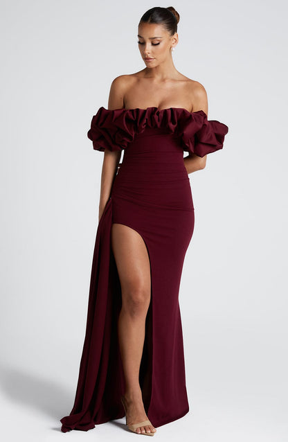 Livette - Ruffle Bardot Maxi Dress