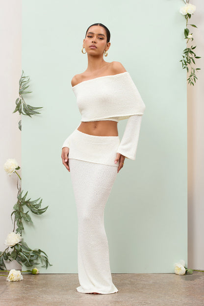 Juline - Bouclé co-ord set with bardot detail