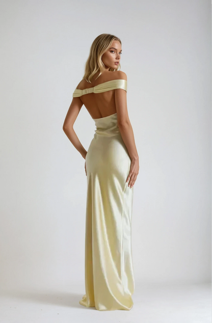 Soraya – Open Back Satin Maxi Dress