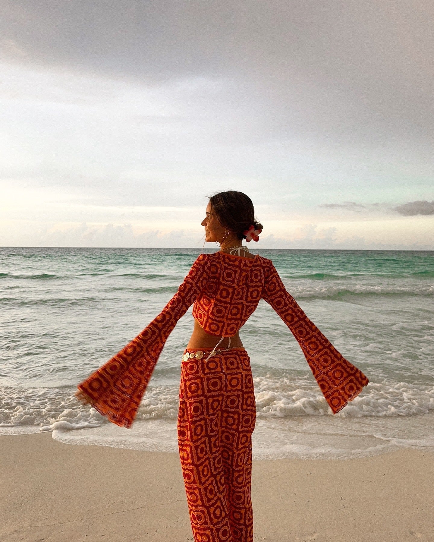 Elorine – Long Sleeve Wrap Set with Maxi Skirt