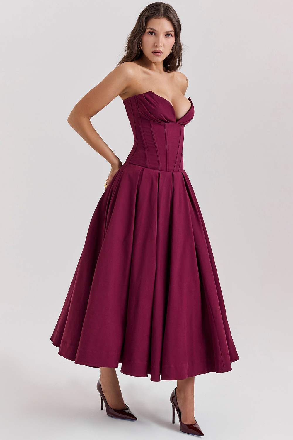 Livette - Strapless Corset Midi Dress