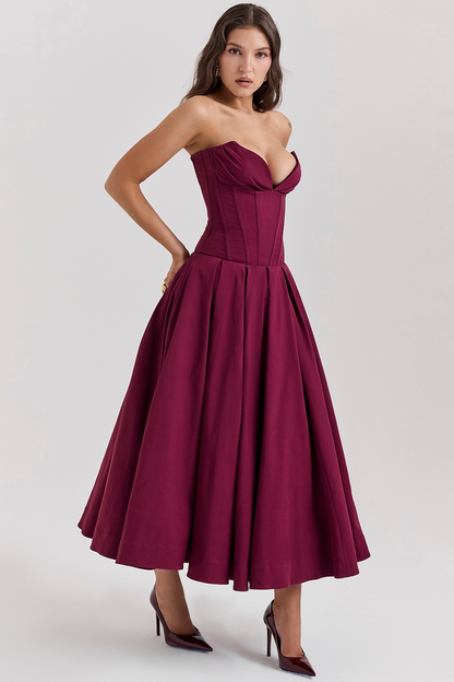 Livette - Strapless Corset Midi Dress