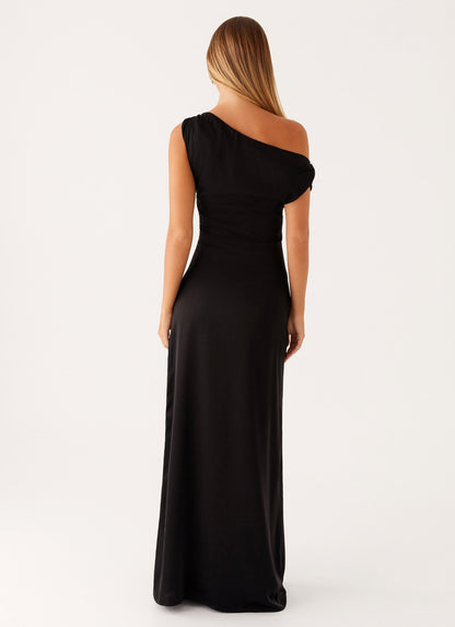Éva Long Satin Dress Elegant Crystal