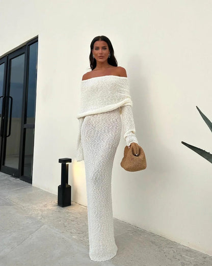 Elina - Elegant Off-Shoulder Maxi Dress